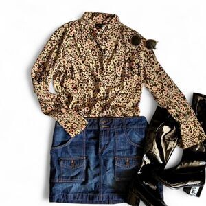 Vintage Randy Kemper 70s Inspired Print Button Down Blouse